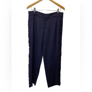 Club Monaco Navy Ruffle-Trim Pants size 8